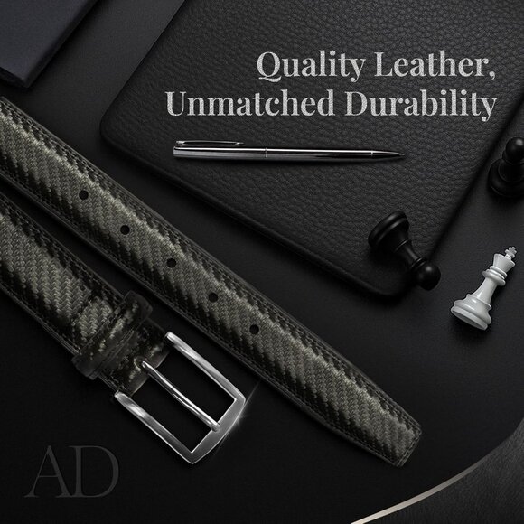 Genuine Black Leather Dress Belt for Men Tan Men Belts Suits Jeans Uniform Belts - Picture 2 of 7